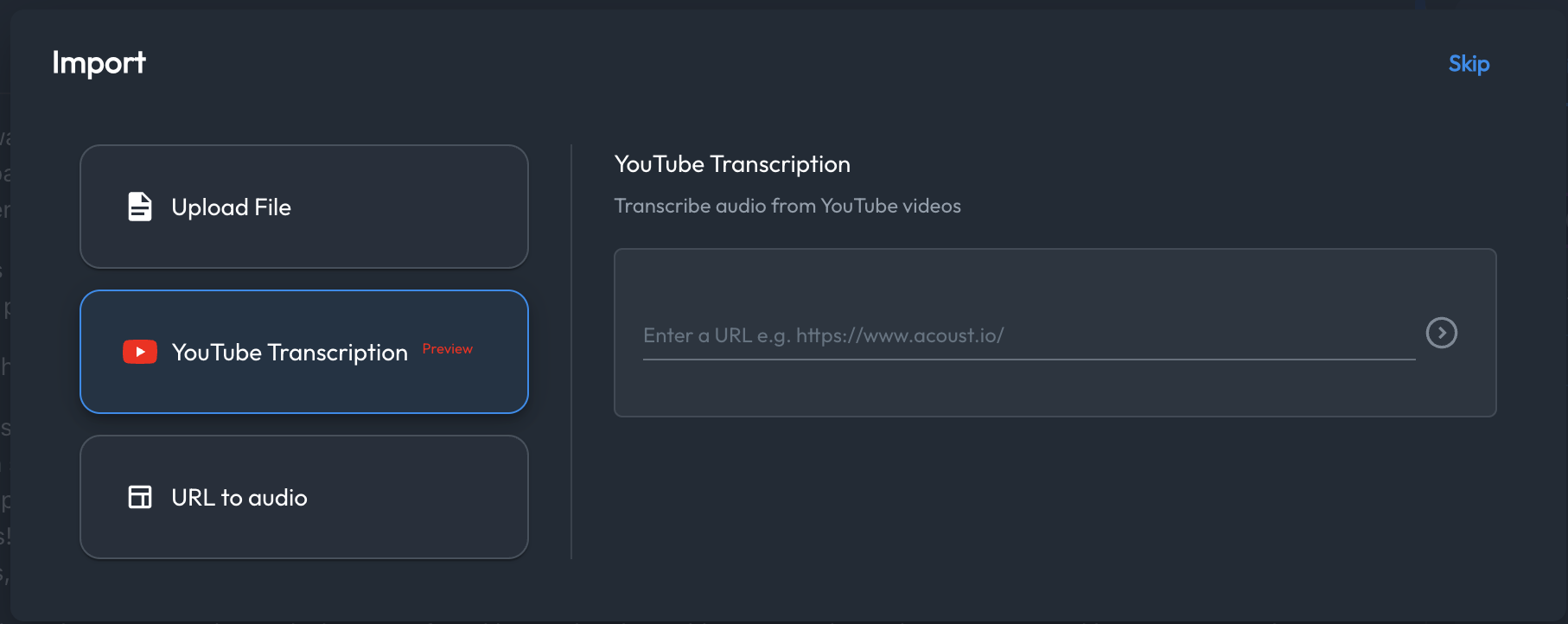 Import Box to enter URL