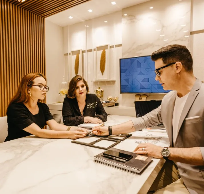 a meeting in a office