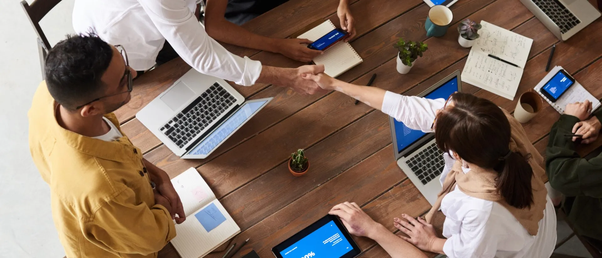 a team working in an office together