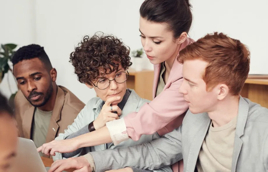 a team working in an office