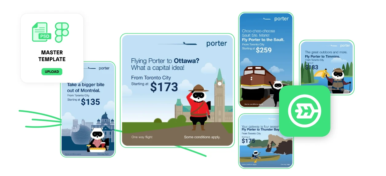 Scale master template into multiple variations for different placements .