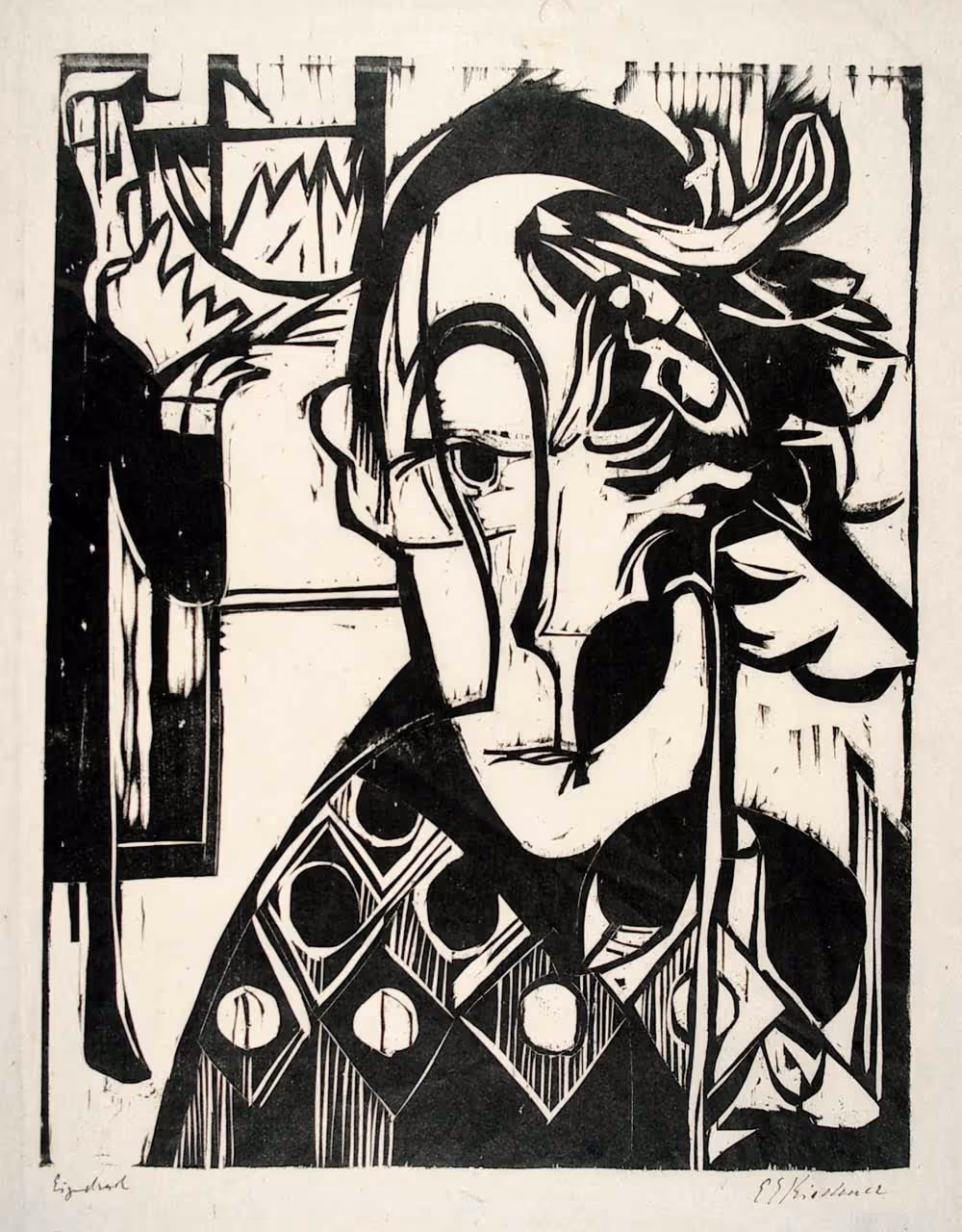 Ernst Ludwig Kirchner Melancholic Head (Portrait)