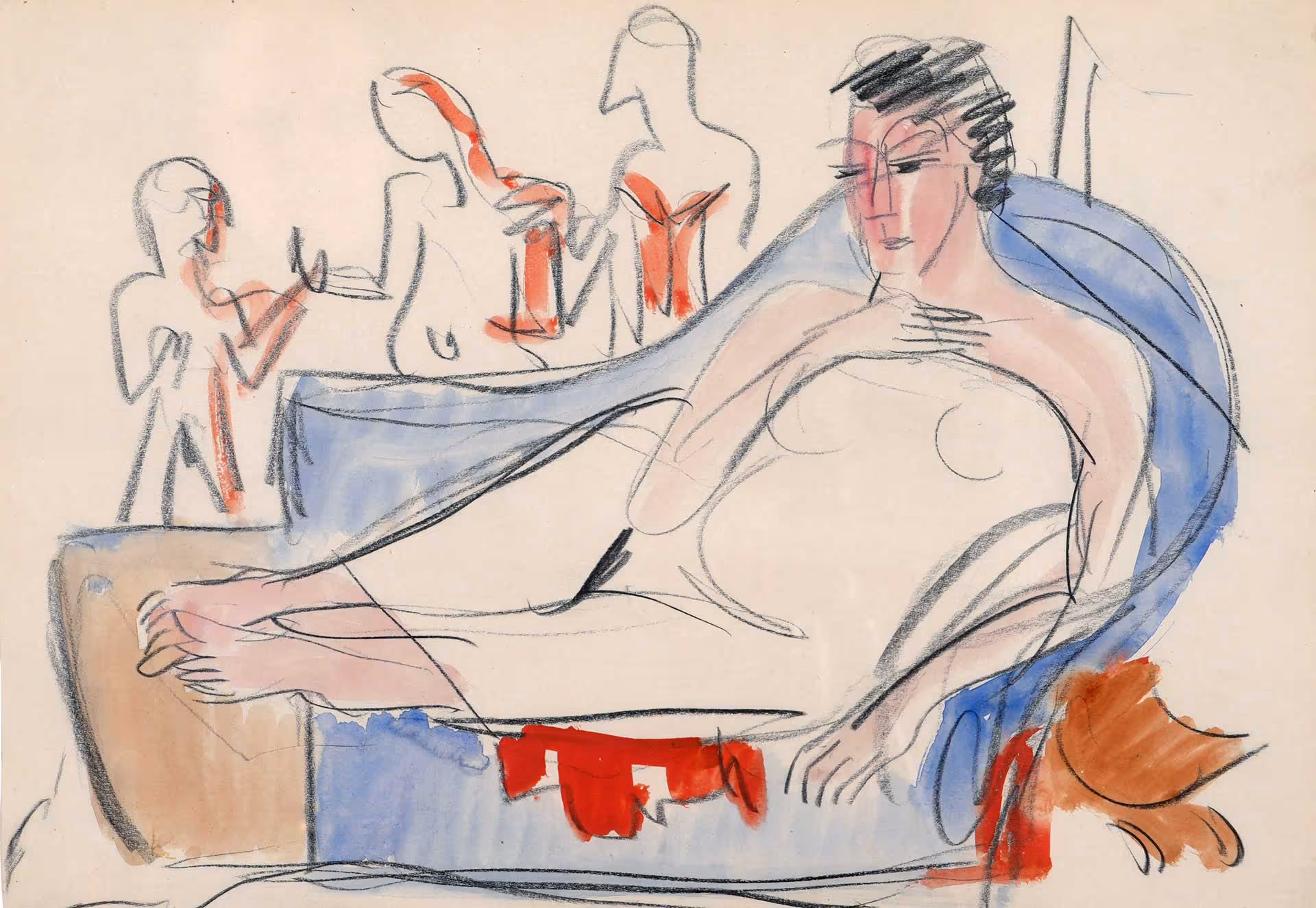 Ernst Ludwig Kirchner Reclining Woman on Sofa