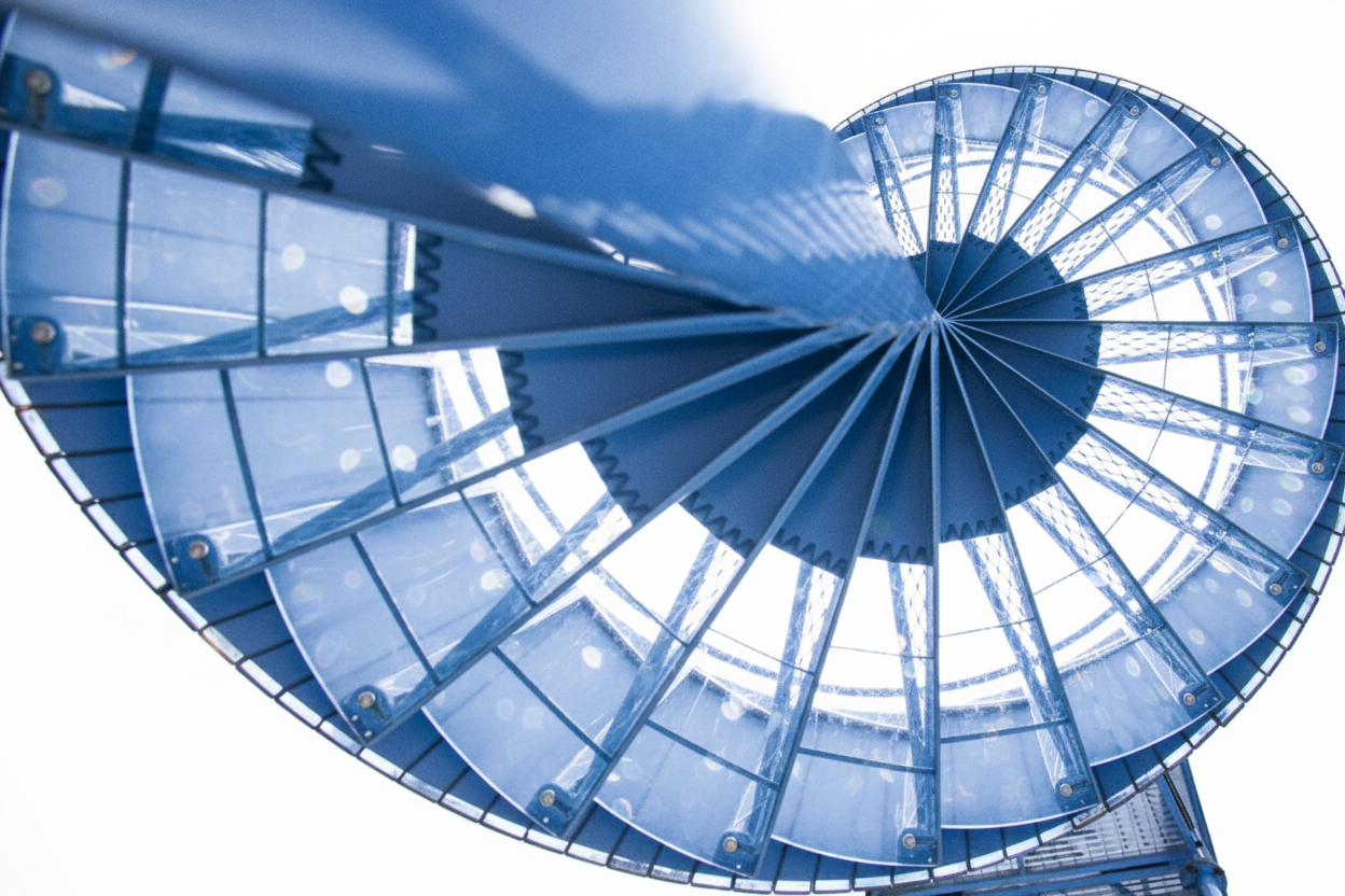 High-tech blue data architecture symbolizing the transition to efficient hybrid cloud systems and secure intellectual property management in 2026.