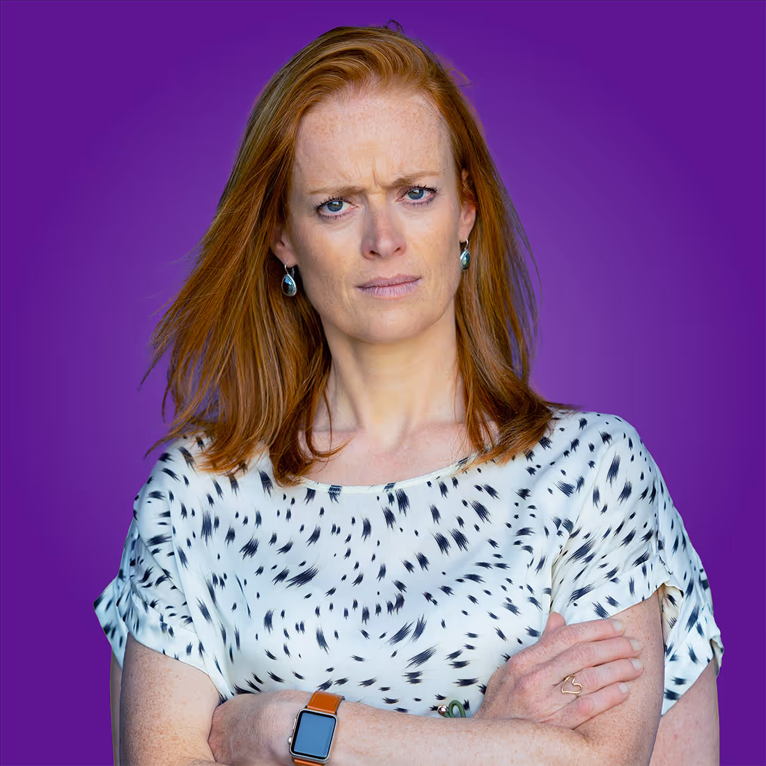 Marjolein Larkens, timemanagement trainer bij Flipmonday, die boos kijkt.