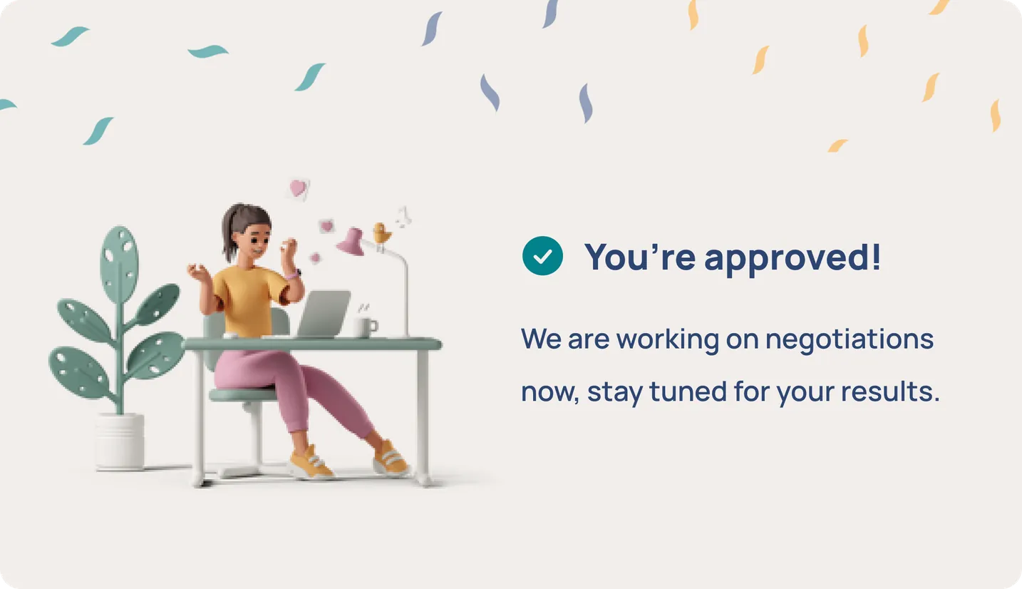 Program screen showing a “You’re approved!” message