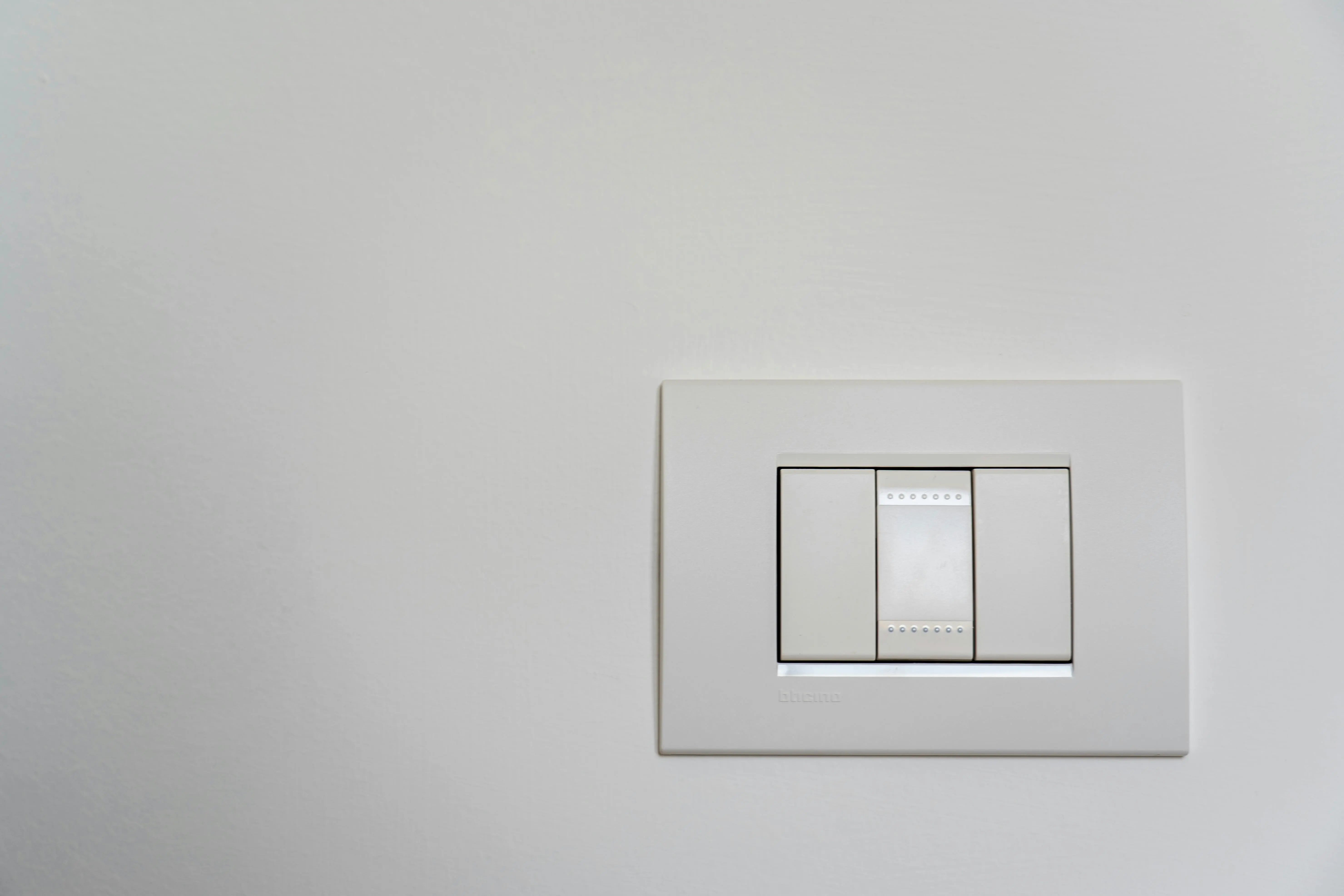Close-up of a clean light switch on a white wall, representing high-touch household surfaces like switches and door handles that collect germs and need regular disinfection
