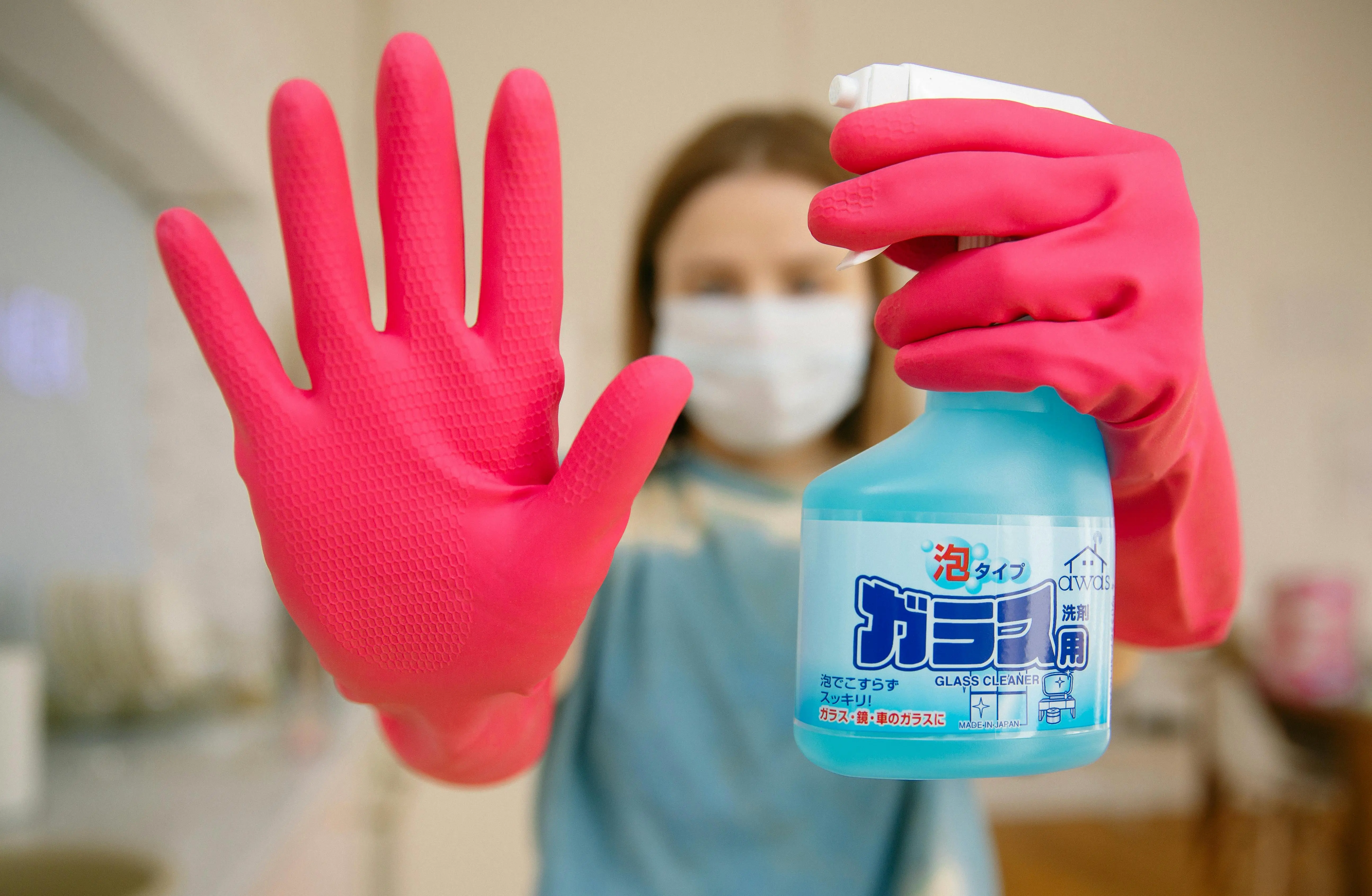 Using bleach disinfectant spray for mold, mildew, and bathroom cleaning when stronger germ-killing power is needed.