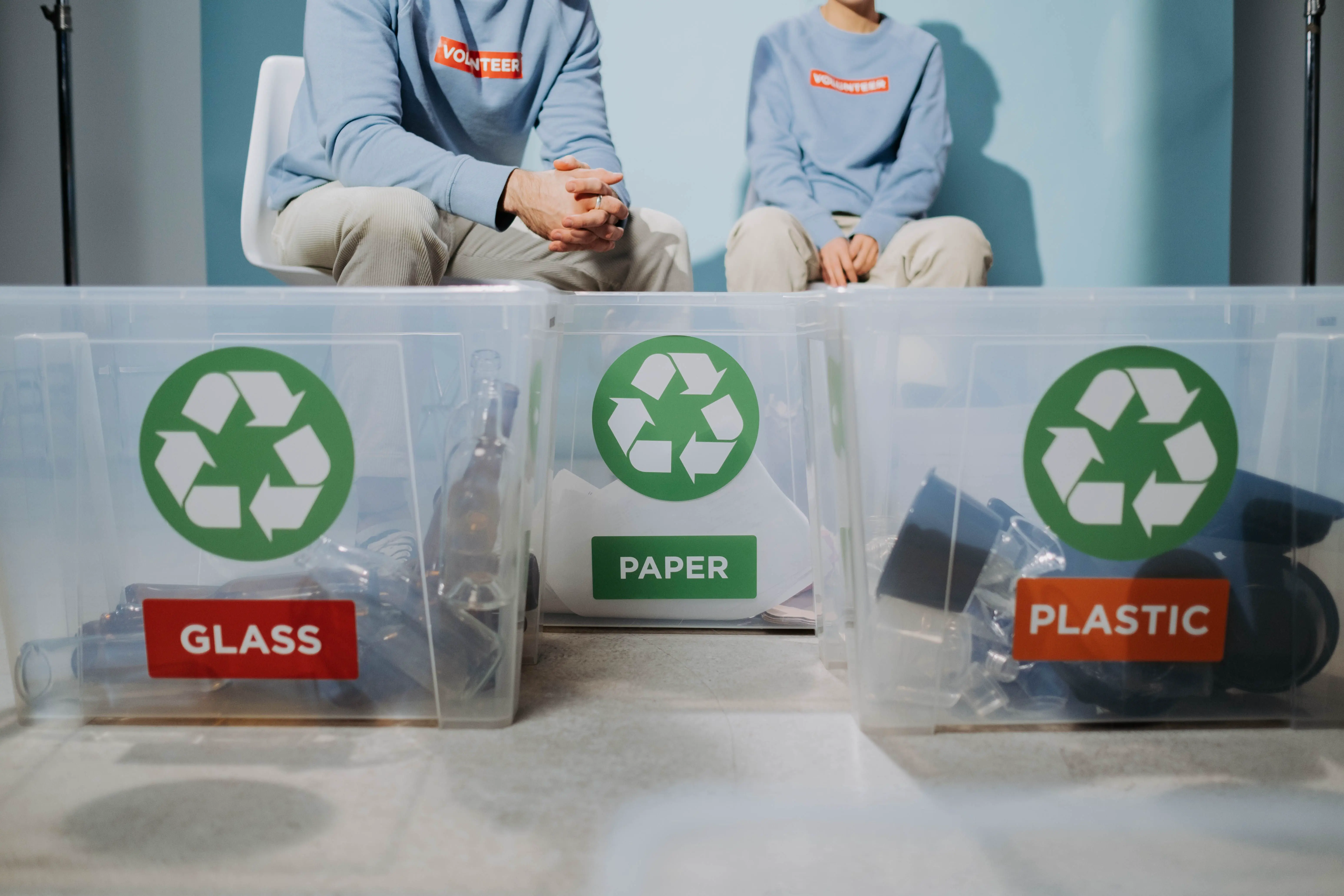 Sorted recycling bins reflecting condo waste and recycling rules