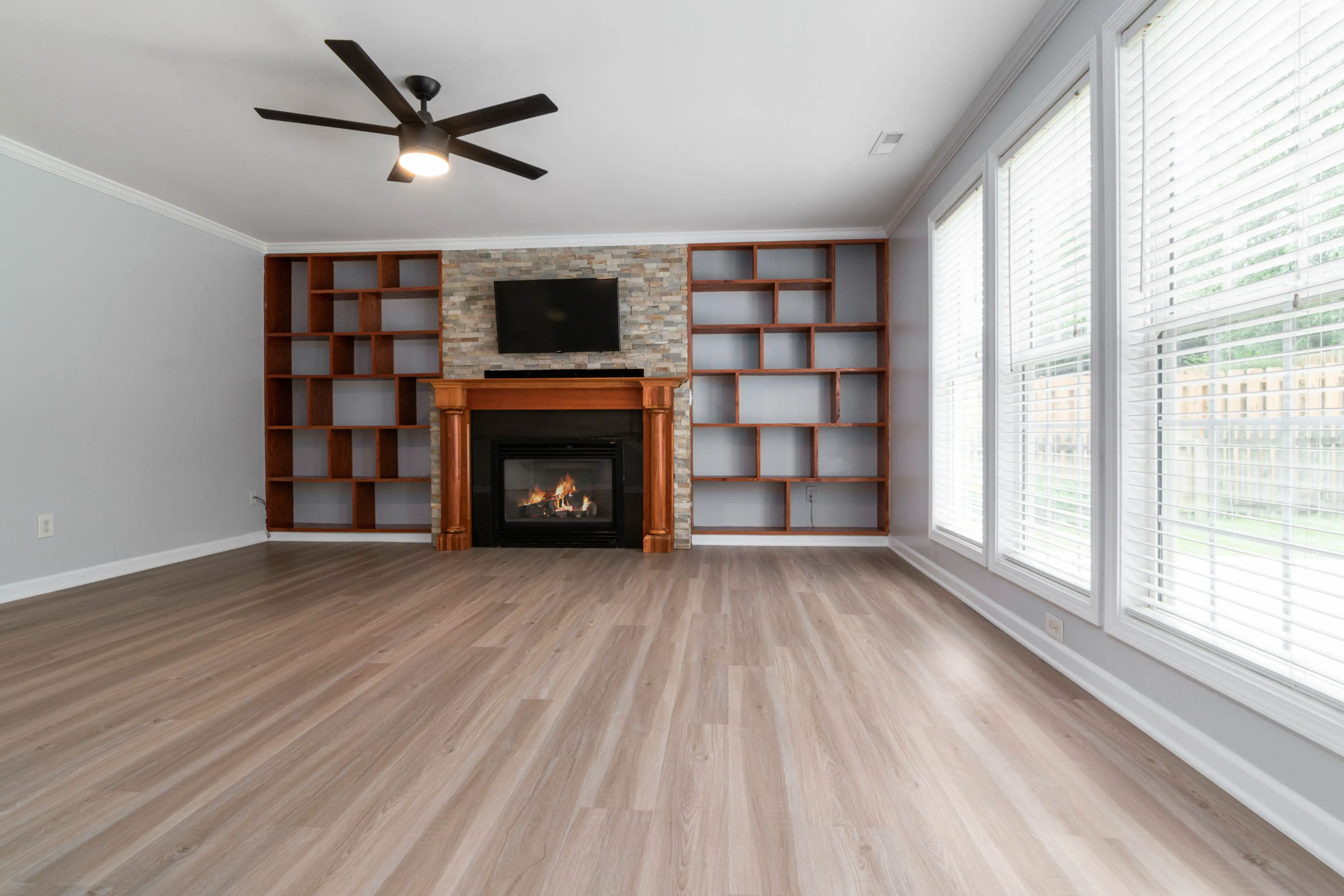 Empty living room showing how home size affects house cleaning time