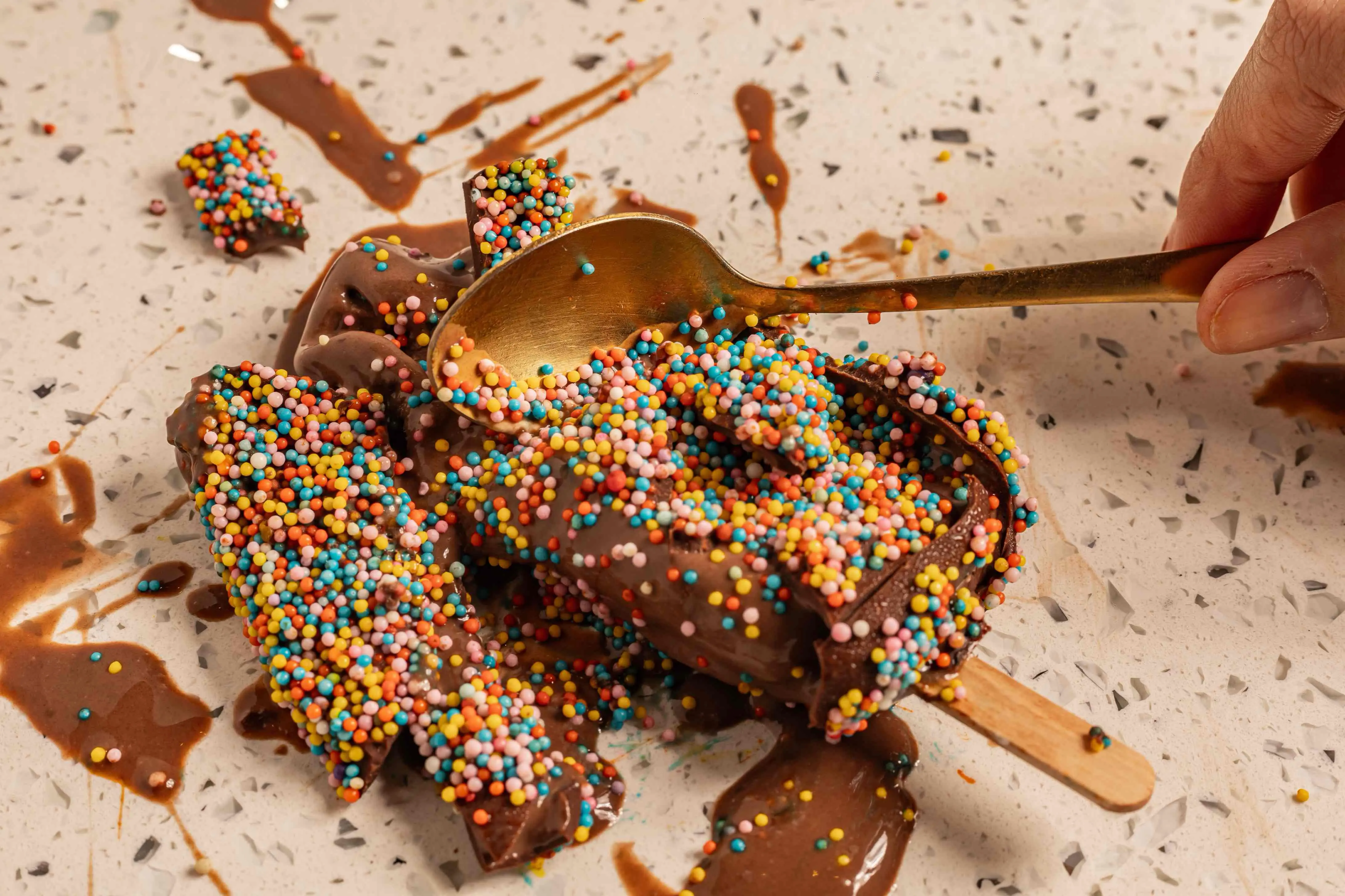 Cleaning melted chocolate and candy stains during Halloween cleanup