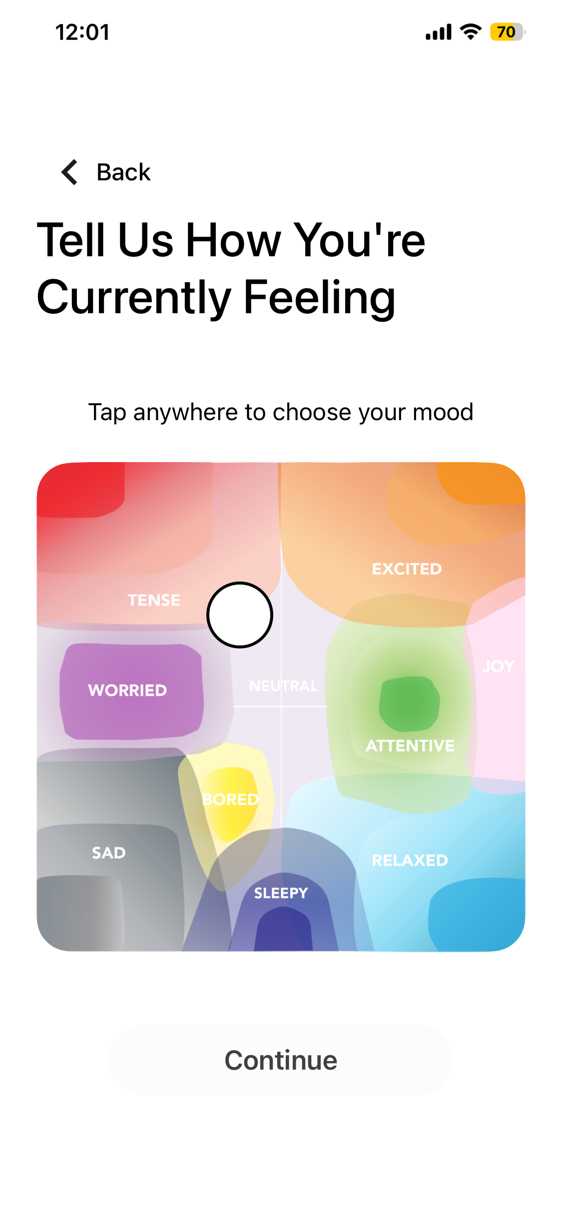 Valence&ndash;arousal mood check-in