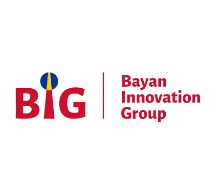 Bayan Innovation Group logo with stylized acronym BIG featuring a blue and yellow design element above the letter I.