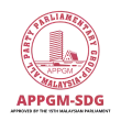 Circular red logo with a building and a bridge, encircled by text and 'APPGM-SDG' below.