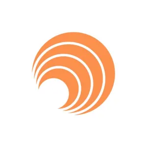 Abstract orange circular wave design with concentric curved lines forming a spiral pattern.