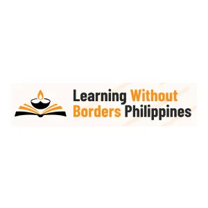 Logo of Learning Without Borders Philippines featuring a stylized open book with a candle above it.