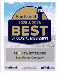 Voted 2025 & 2026 Best Fence Company in SunHerald Best of Coastal Mississippi