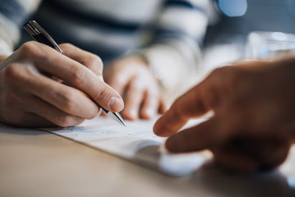 Signing leasing documents