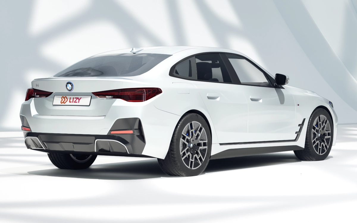 BMW i4 achterzijde in wit