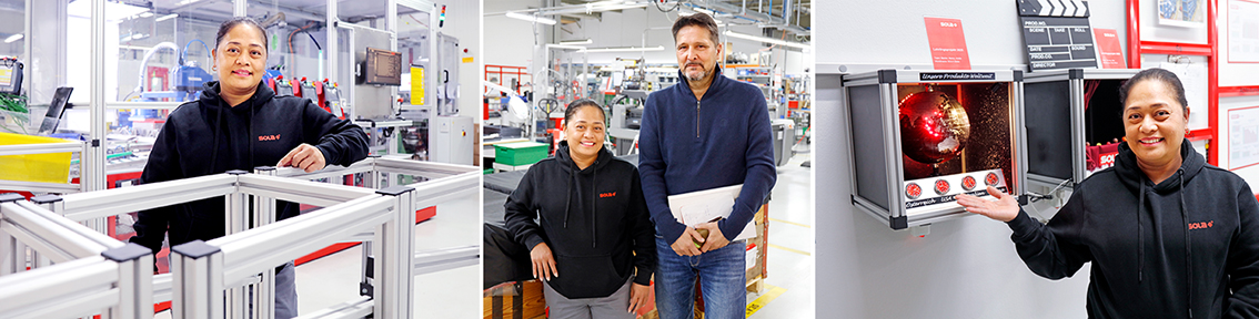 Frau in einer Werkshalle