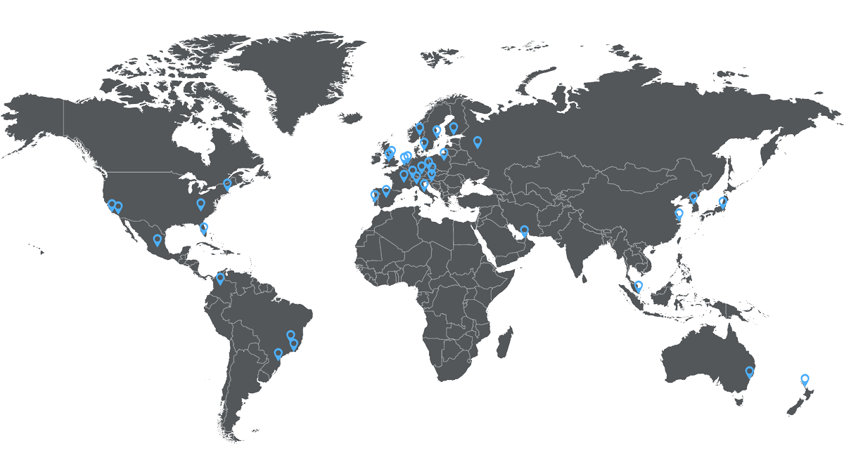 World map highlighting the global Arthrex office and facility locations across North America, South America, Europe, Asia, Australia, and Africa.
