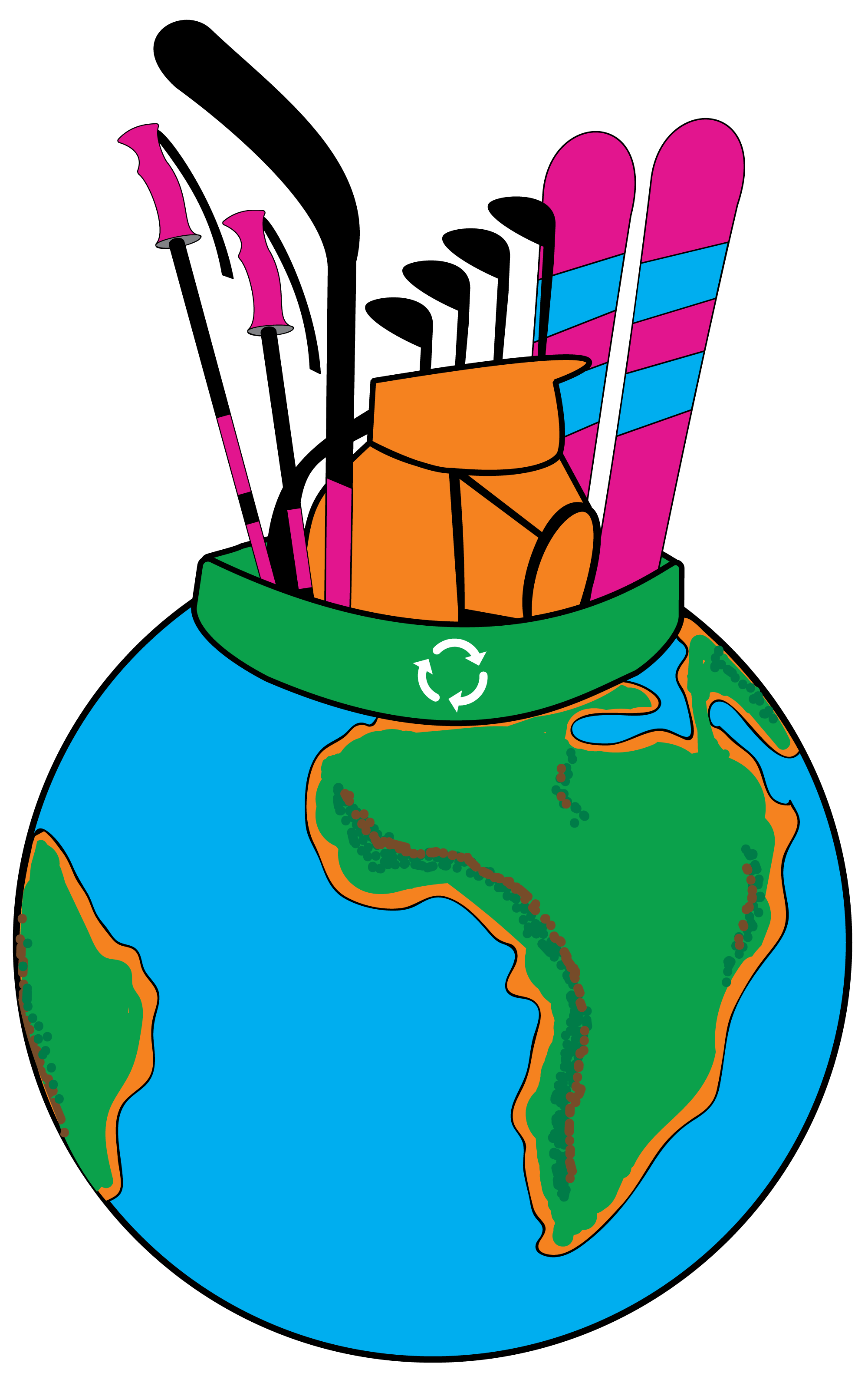 illustration planet with sport gear inside