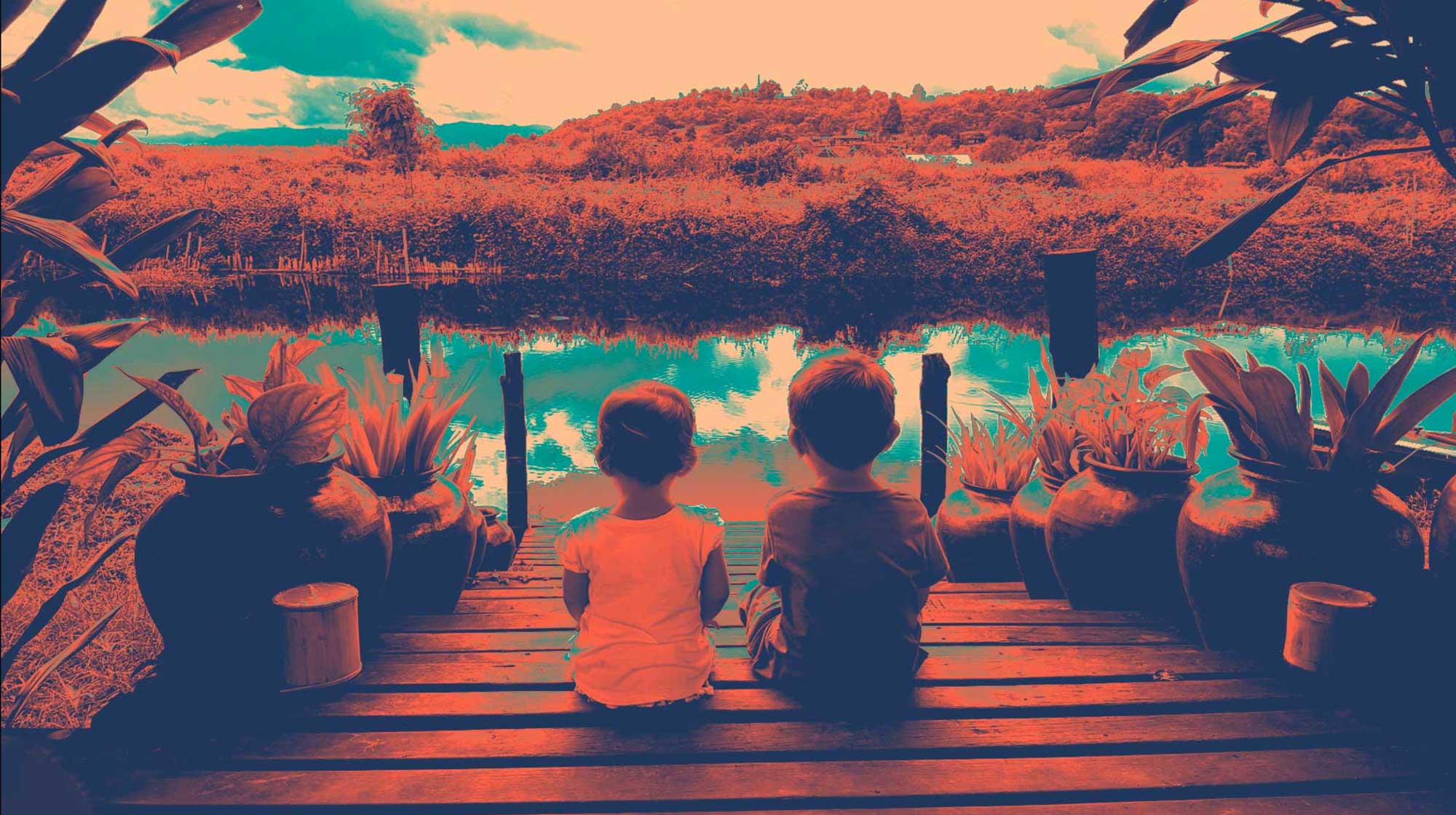 children looking in front of them.