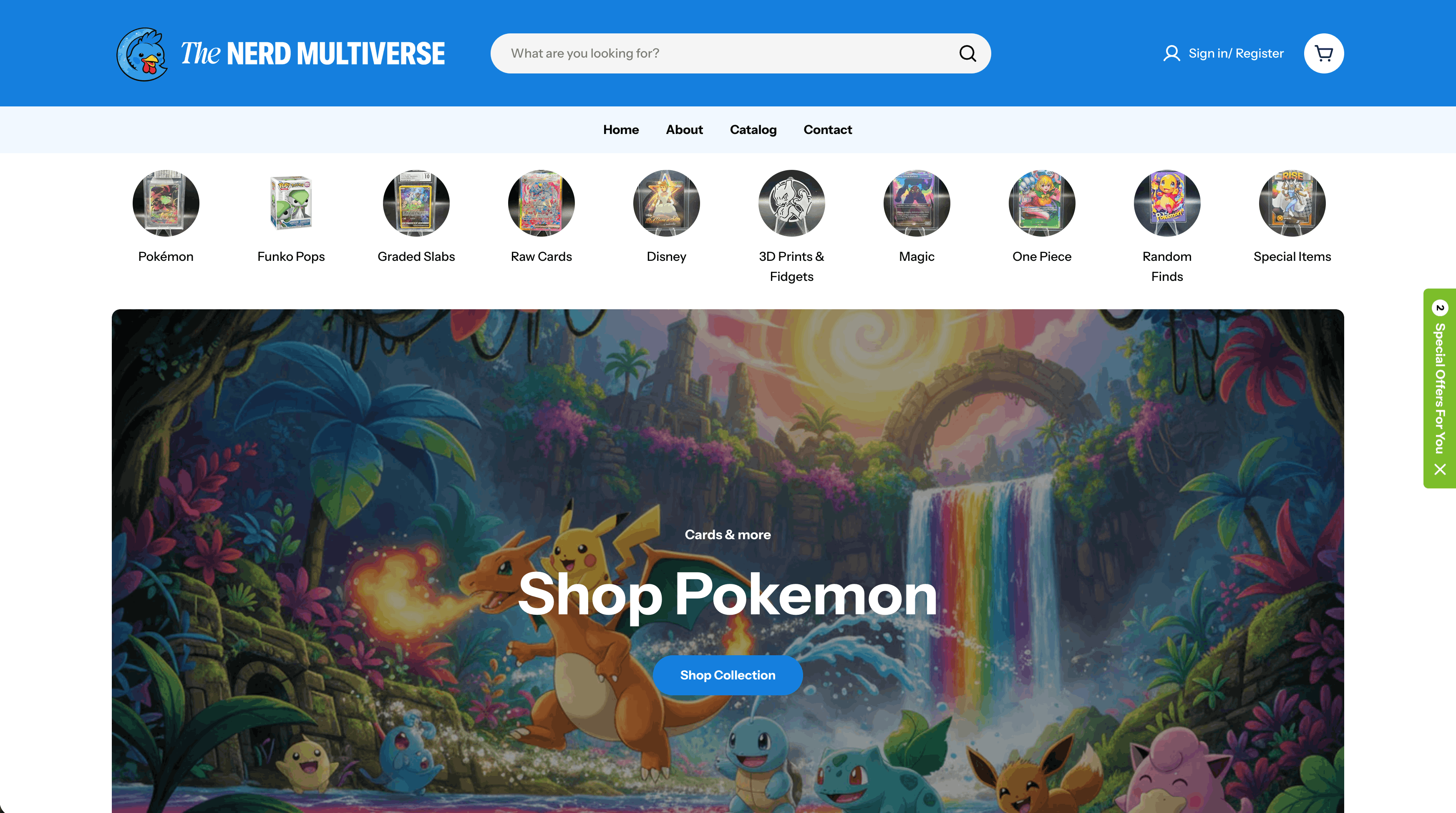 A custom website designed to help The Nerd Multiverse organize inventory, streamline online sales, and connect collectors with their favorite products.