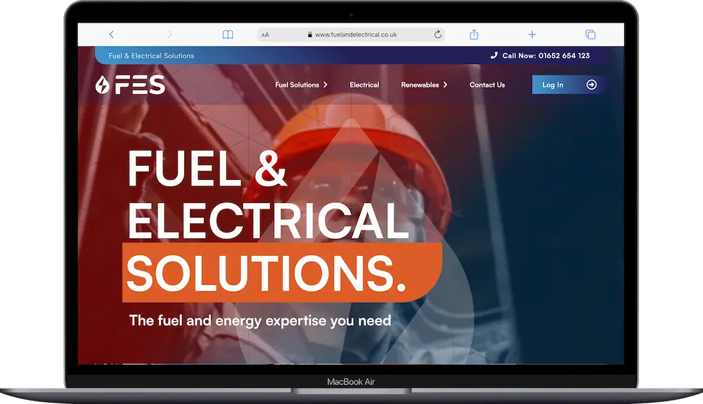 Fuel and Electrical Solutions website shown on a laptop screen