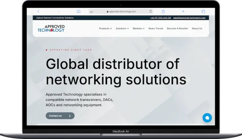 Approved Technology website shown on a laptop screen