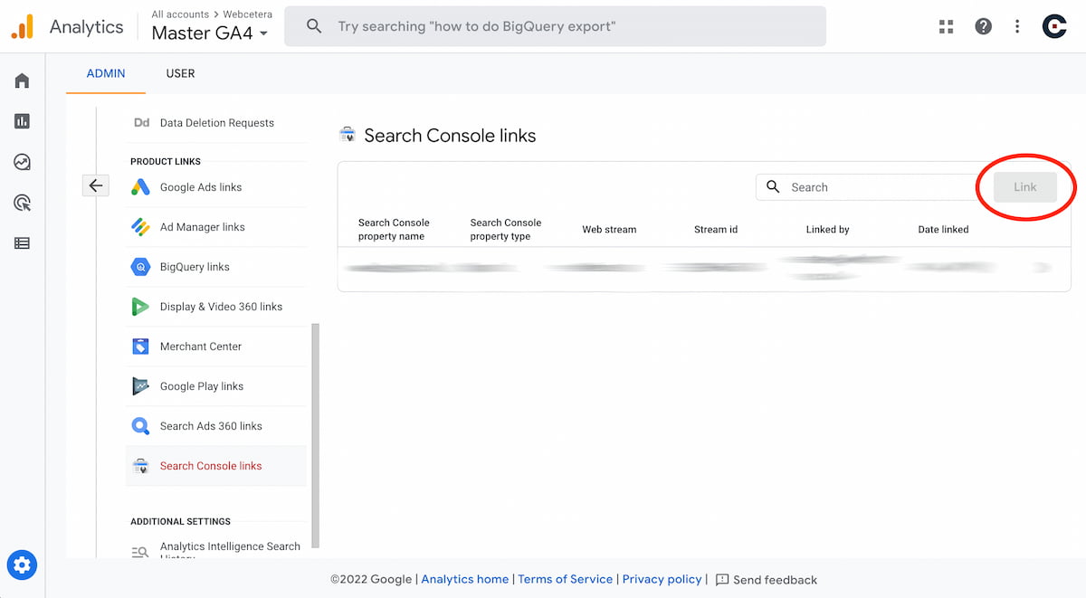 Link your Google Search Console property in GA4