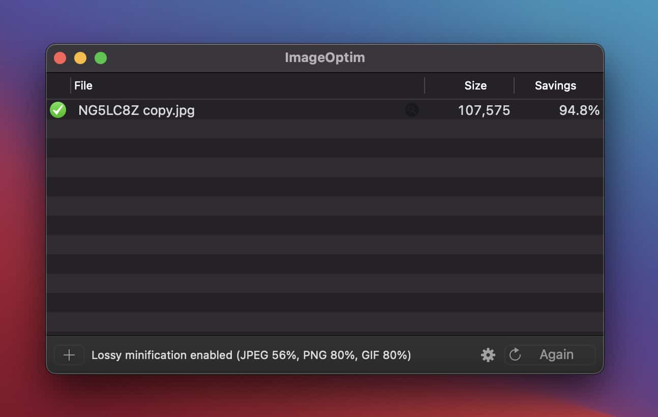 A screenshot of ImageOptim