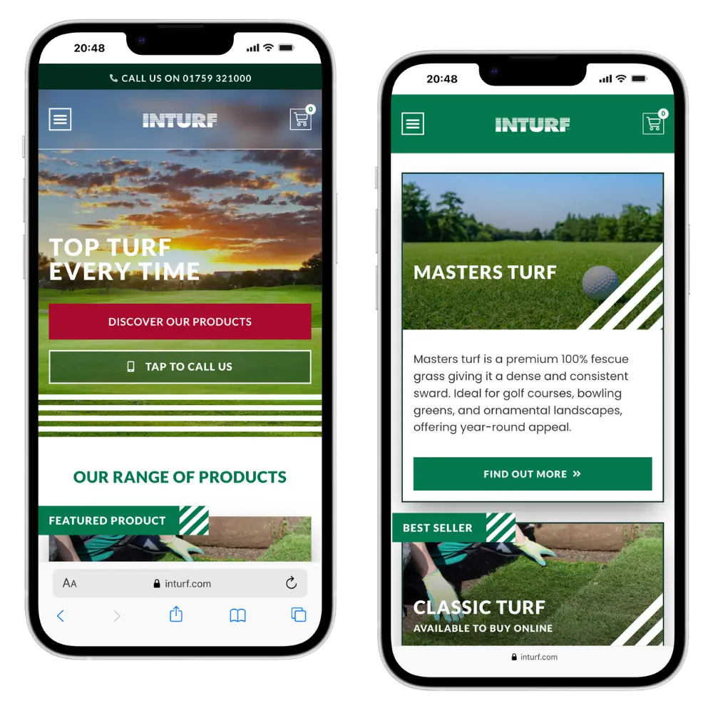Screenshots of the Inturf website