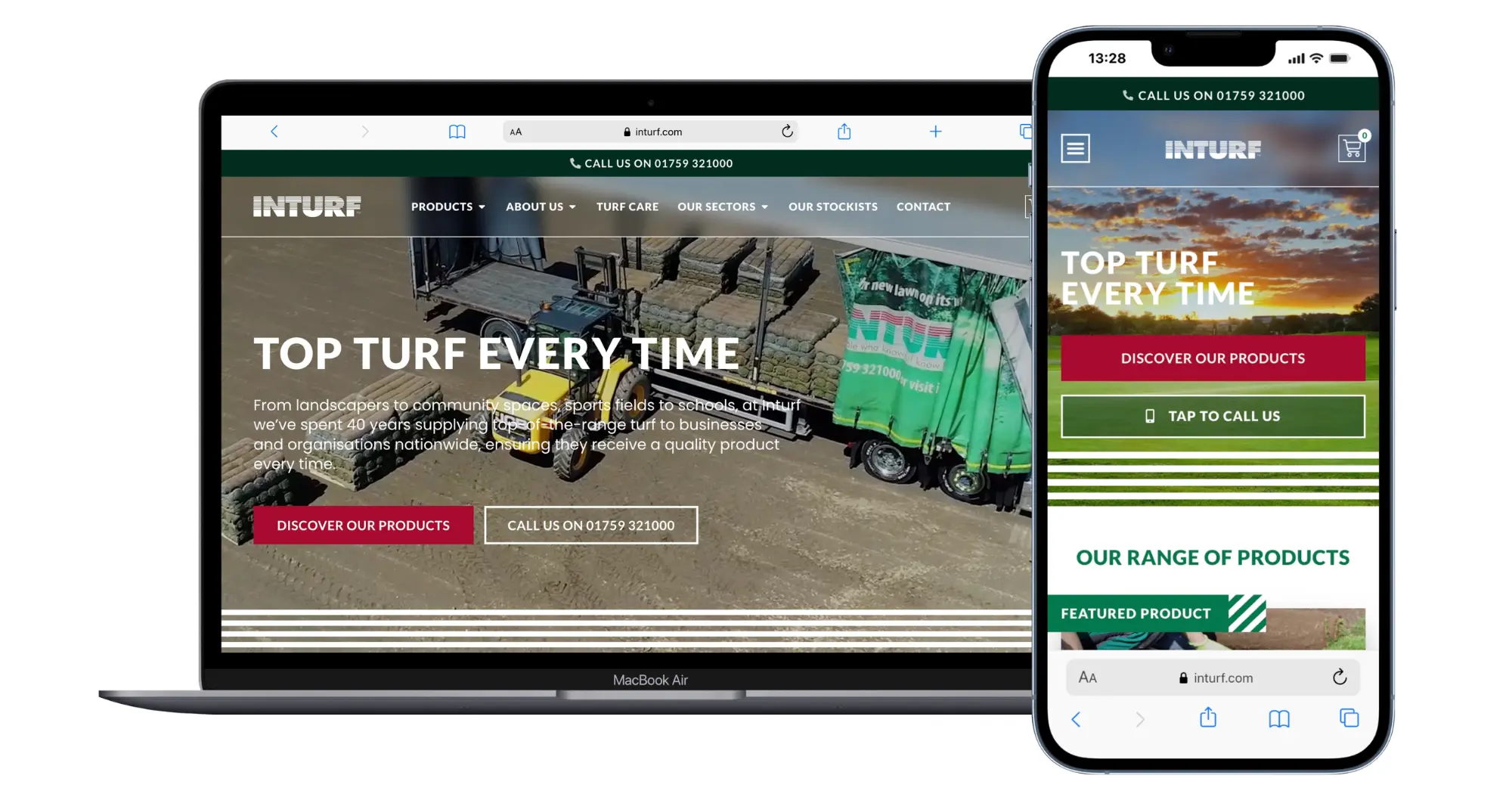Inturf desktop and mobile screenshots