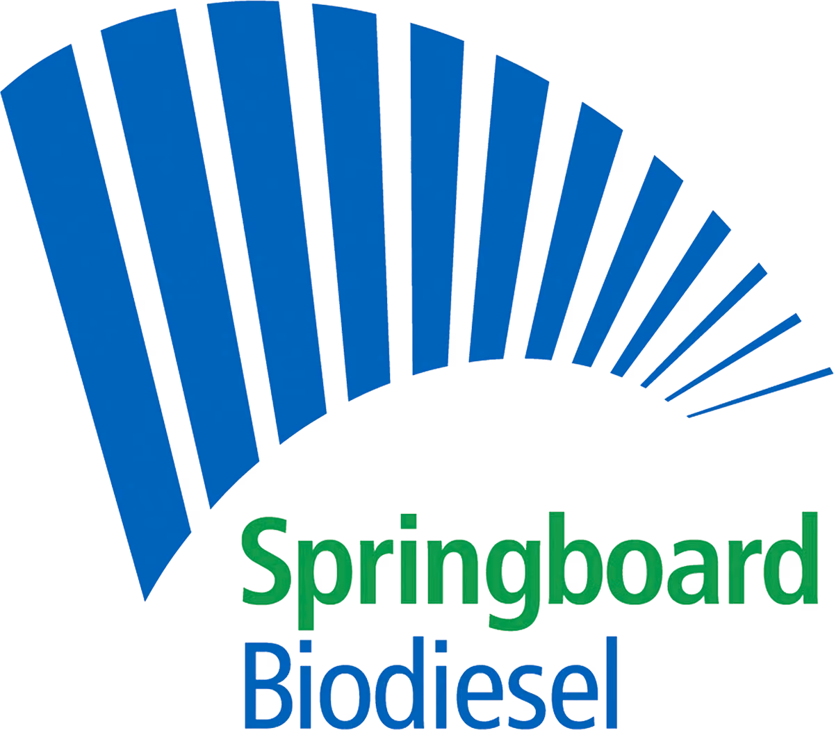Springboard Biodiesel logo with blue arc-shaped bars above green 'Springboard' and blue 'Biodiesel' text.