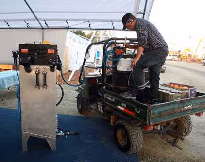 Operating biodiesel processor on the farm.