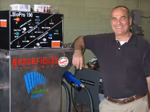 Sam Manolakas of Brookfields Restaurants with his BioPro 190 biodiesel processor
