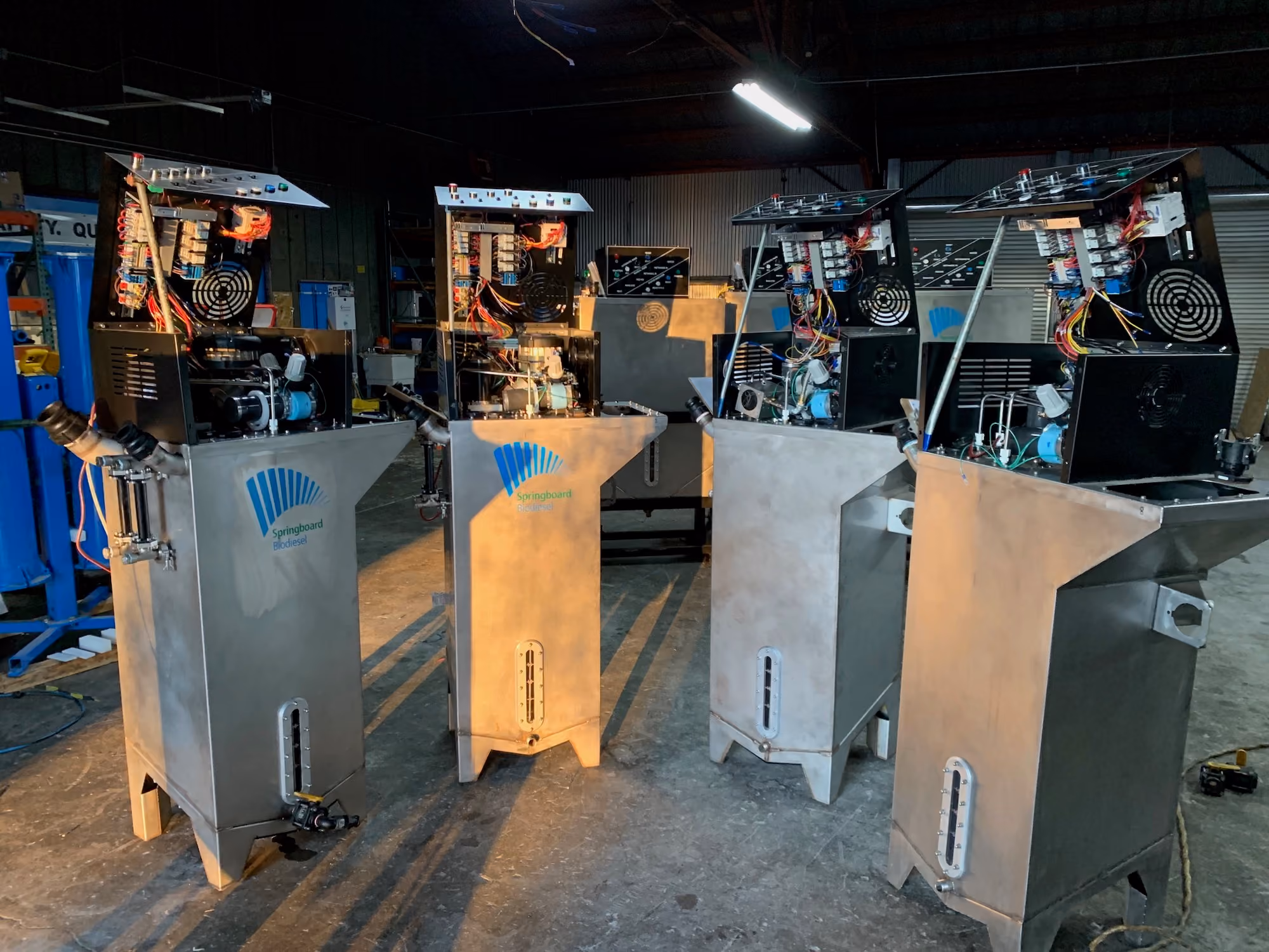 Lineup of BioPro biodiesel processors from Springboard Biodiesel