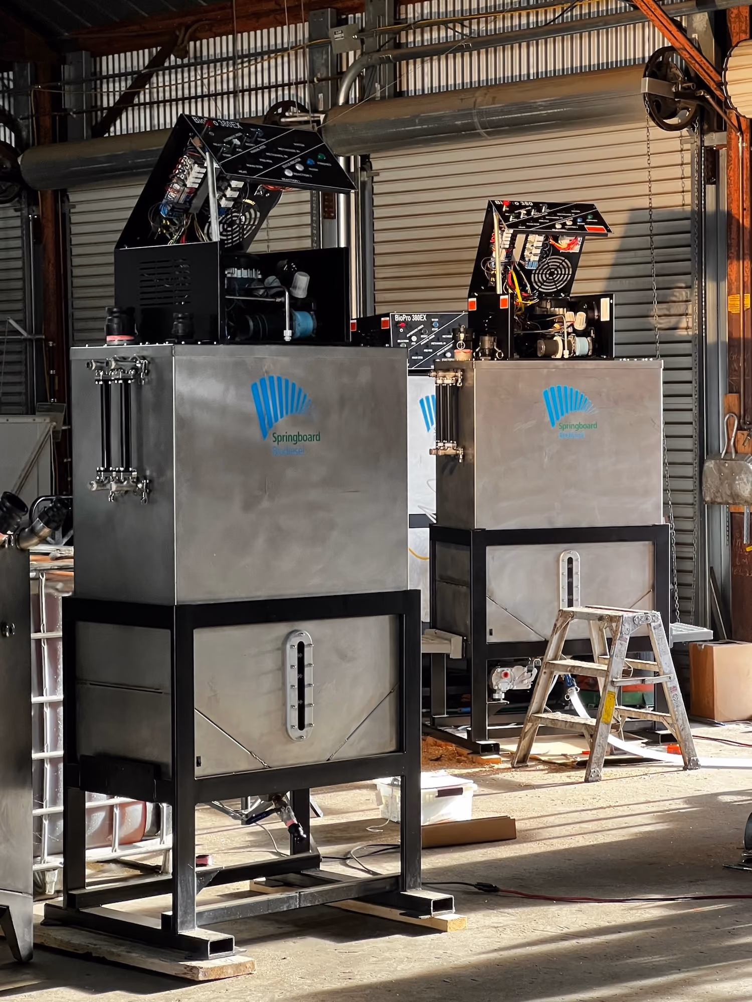 Biodiesel processors on shop floor at Springboard Biodiesel.