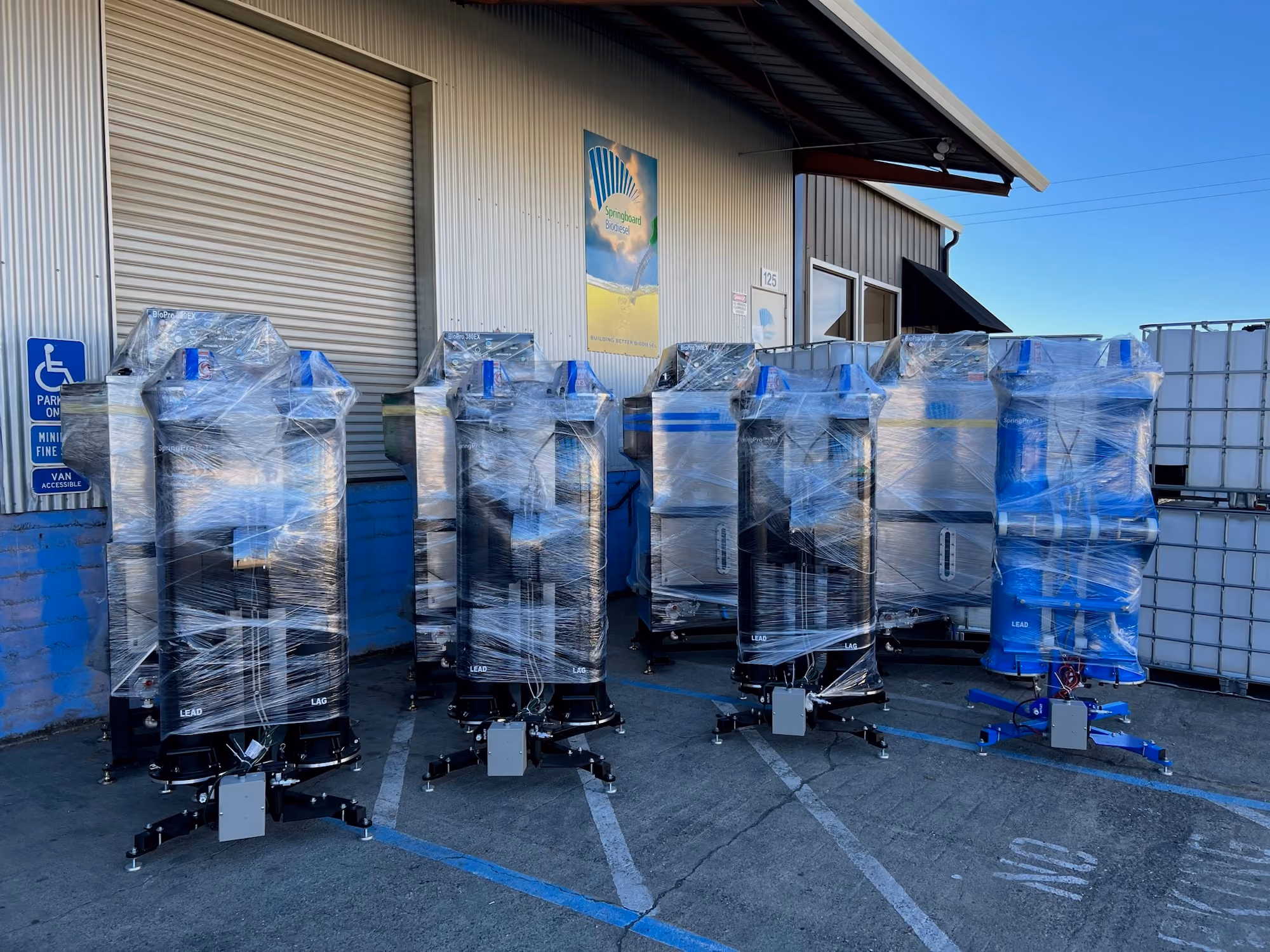 Biodiesel processors ready for shipment at Springboard Biodiesel.