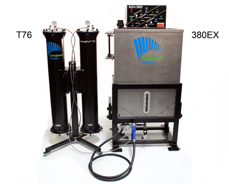 SpringPro T76 drywash system together with BioPro 380 biodiesel processor