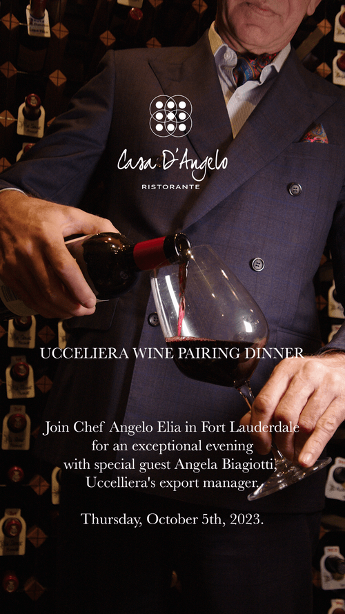 Poster highlighting Uccelliera Wine Dinner