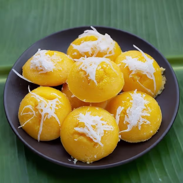 Khanom Tan is a traditional Thai dessert made from ripe toddy palm fruit. It has a sweet, fragrant, and delicious taste, with a beautiful natural yellow color. Let's take a look at the recipe and how to make it.