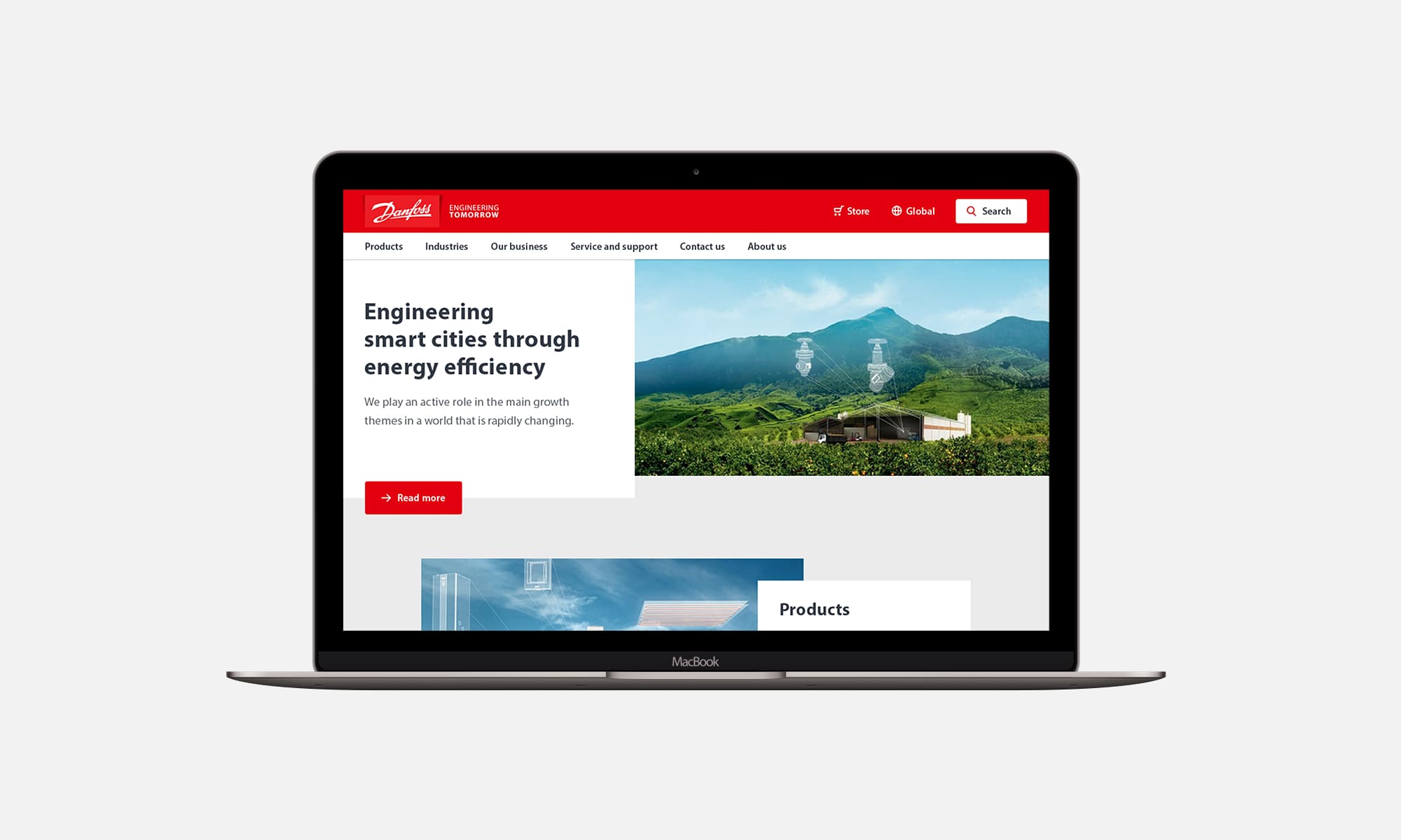 The updated Danfoss homepage