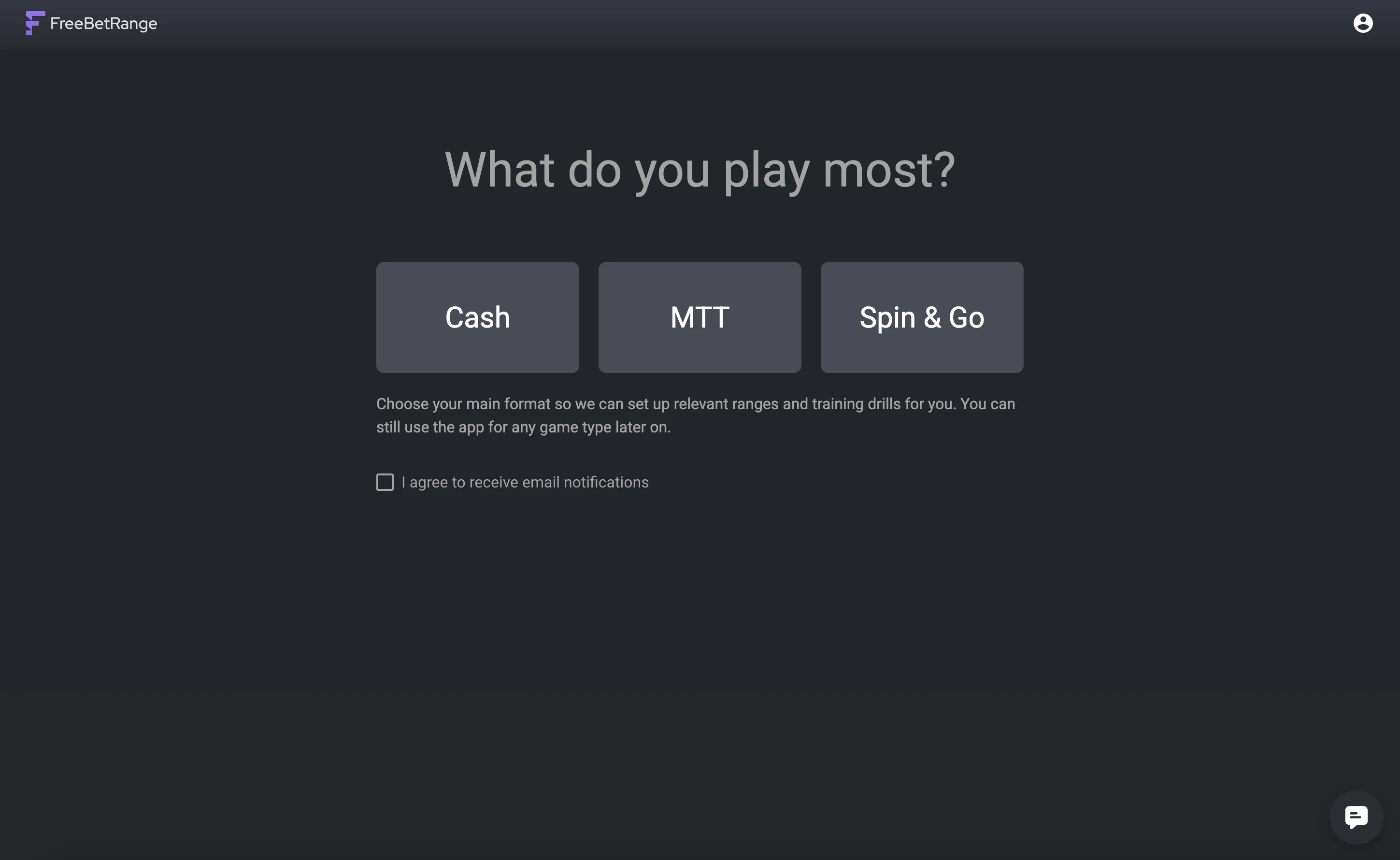 Freebetrange New User Onboarding Screenshot