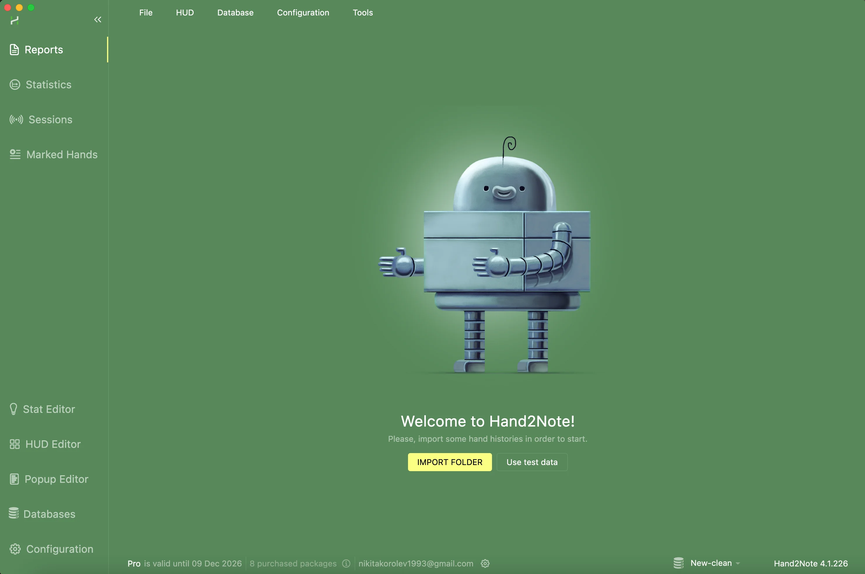 Hand2Note welcome screen in 2026