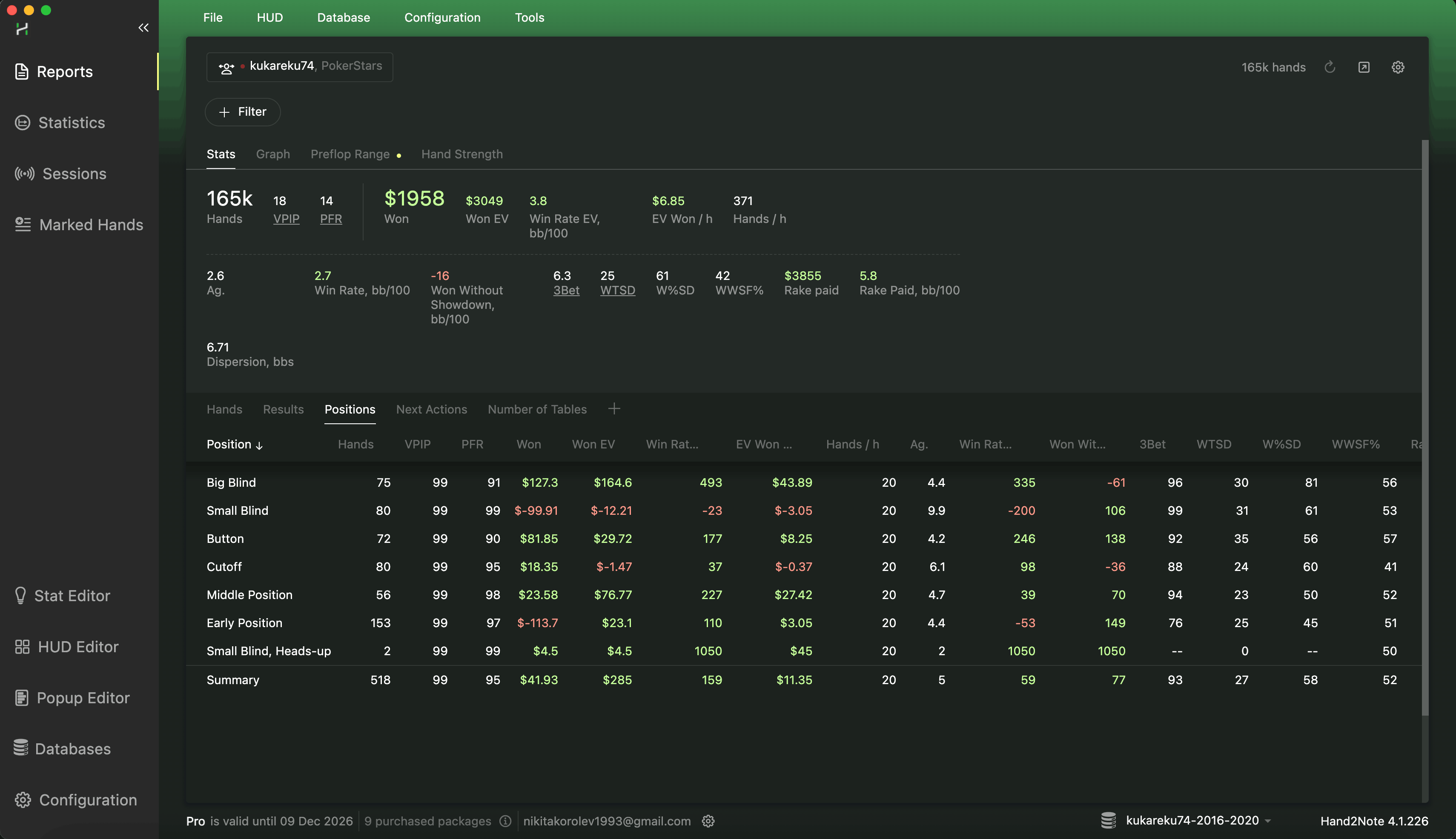 Hand2Note software - Reports section