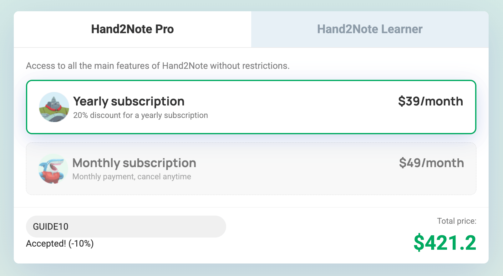 Best Hand2Note promo code 2026 - GUIDE10