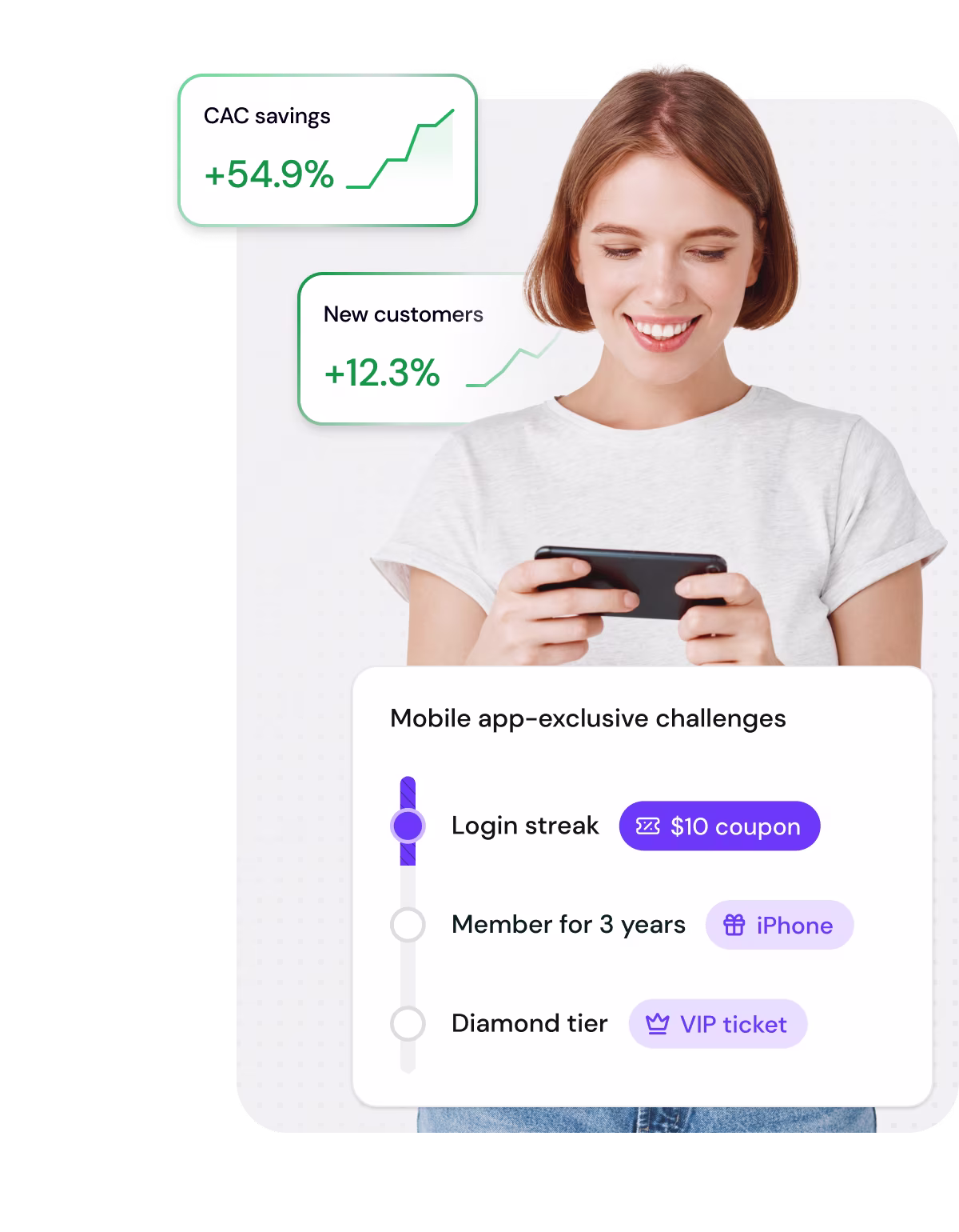 Hero image shows happy person holding phone