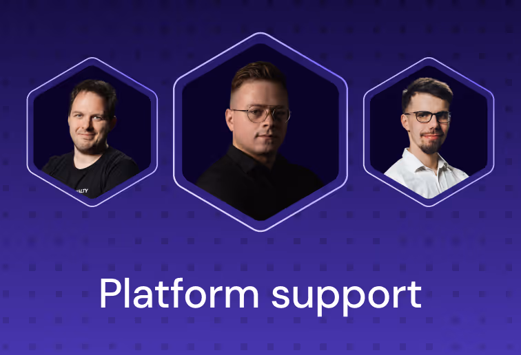 Three photos of team members